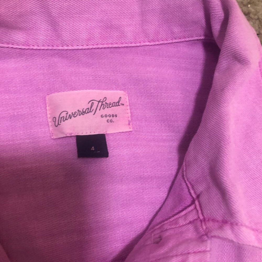 Universal Thread Light Pink/Purple Utility Jumpsuit SS Button Front Size 4 - Picture 3 of 4